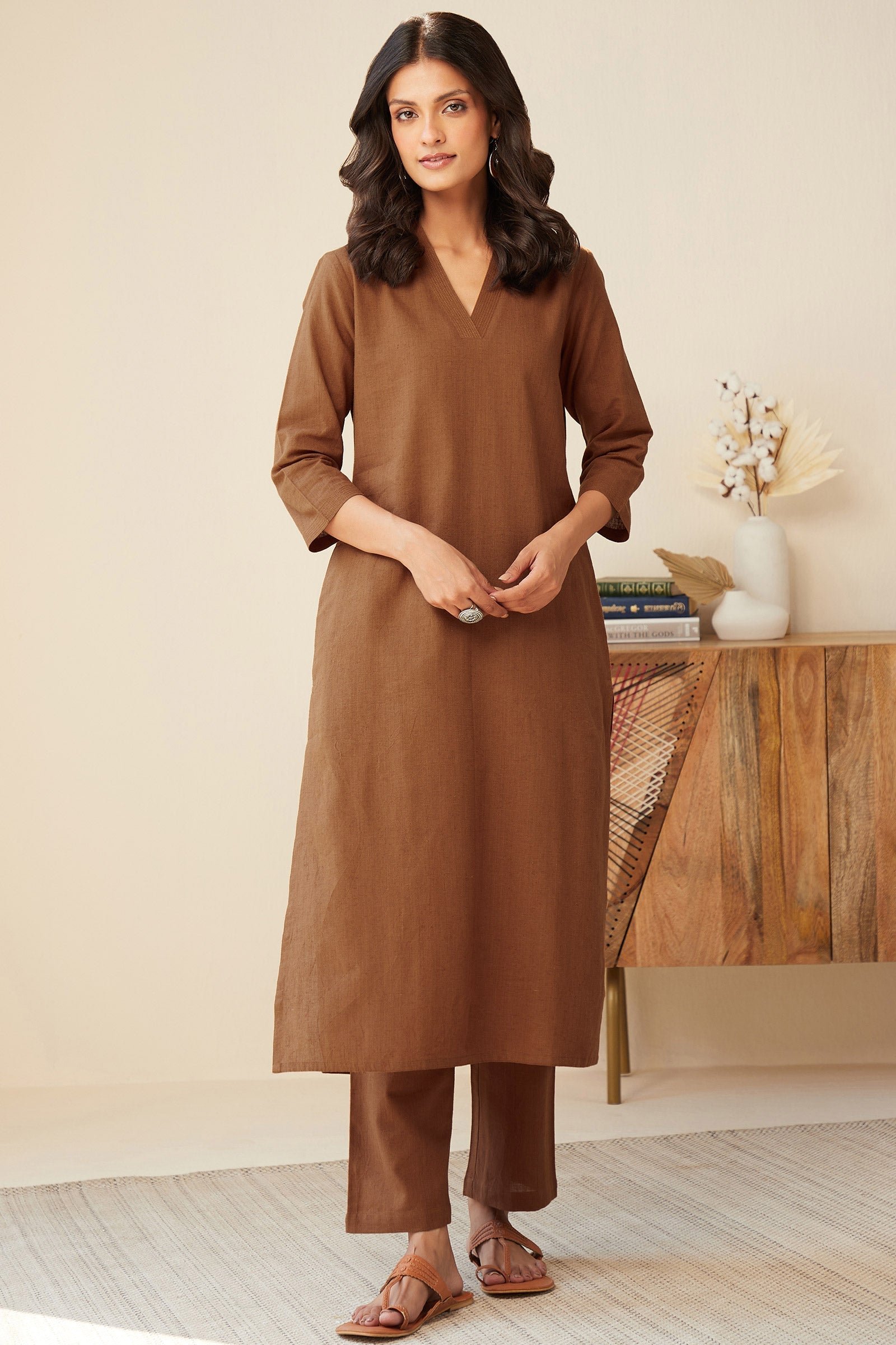 3_179_743.jpg Roza Seher Rust Kurta - Image 1