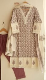 Floral Whispers Embroidered Three-Piece Cotton Suit Set - Blend of Fun - Image 2