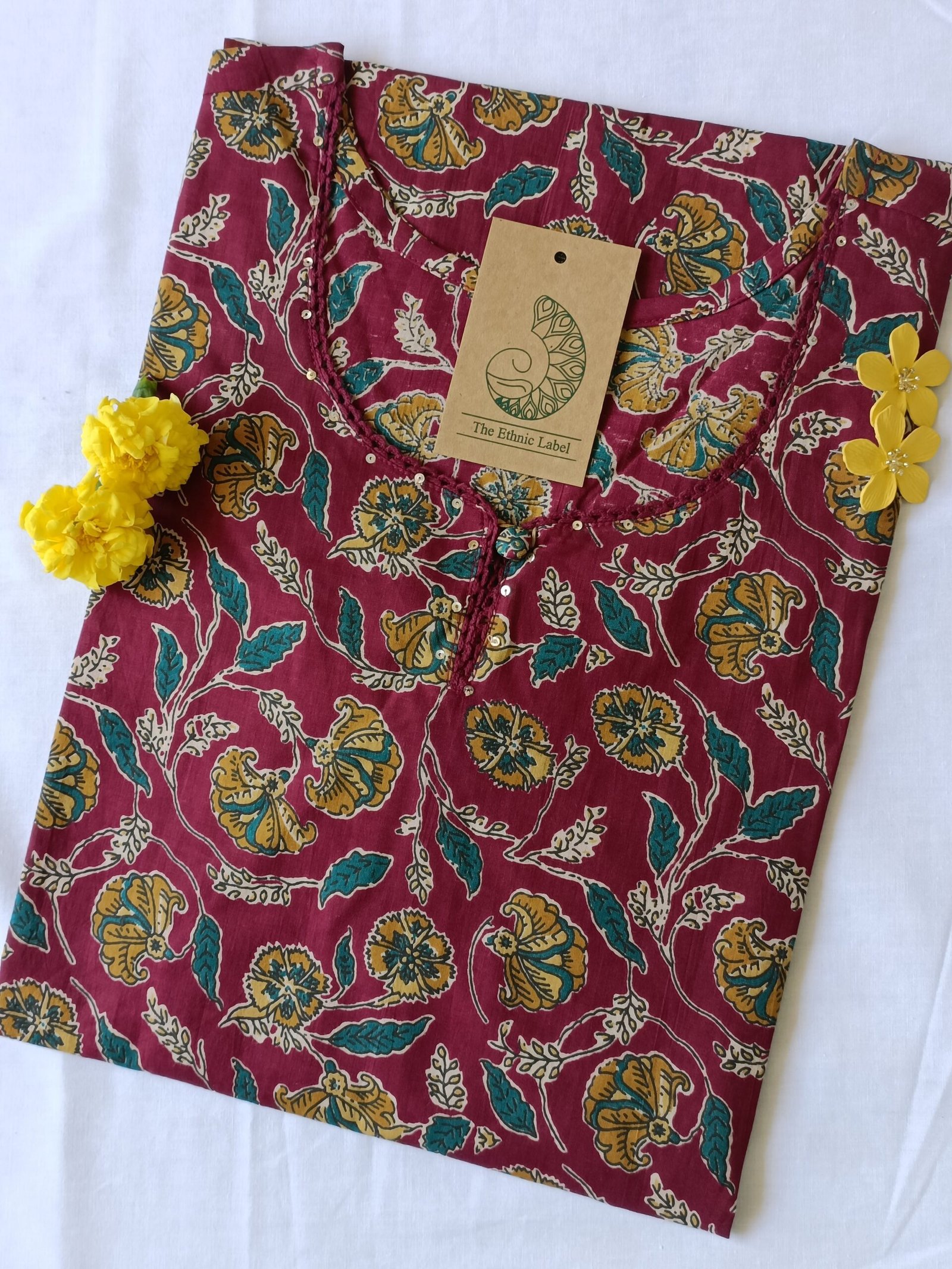IMG20230202154028-scaled-1.jpg Hand Block Printed Majenta Jaal Cotton Kurta - XXL - Image 1
