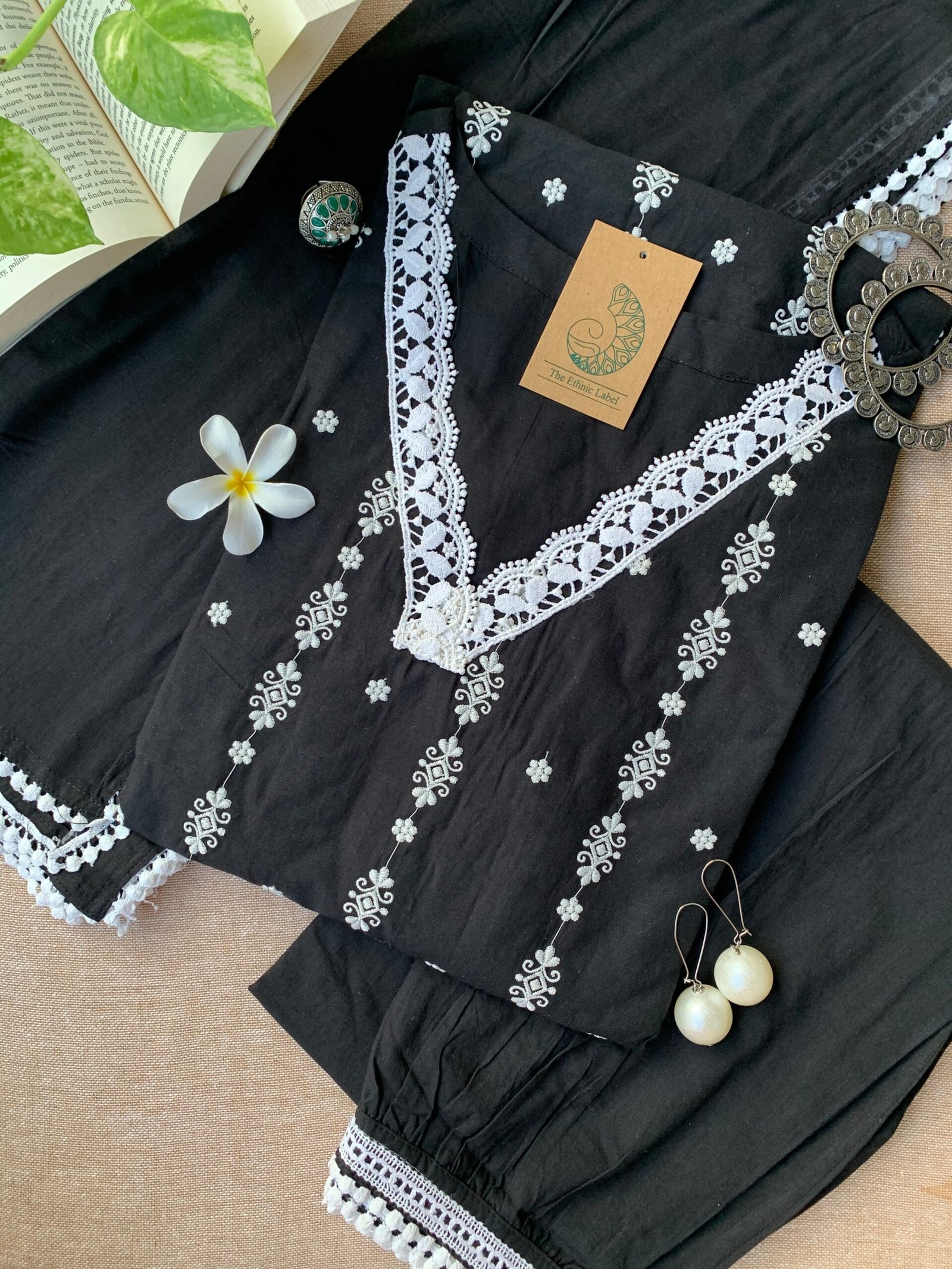 IMG_1244-scaled-1.jpg "Shamiyana" Cotton Kurta with Afghan Pants and Dupatta(3pc) - Image 1