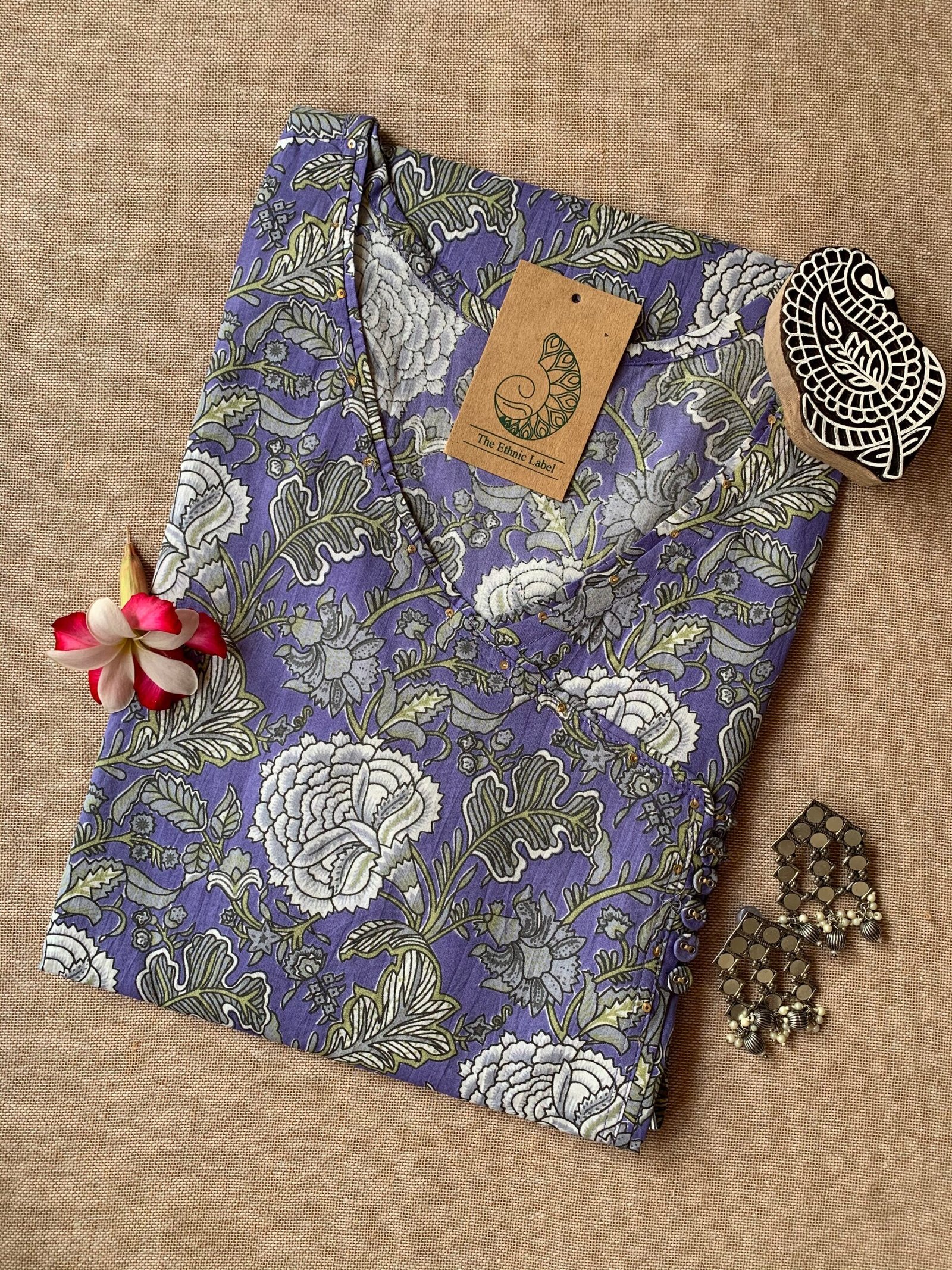 IMG_1322-scaled-1.jpg "Shama" Hand Block Printed Angrakha Cotton kurta (S to 5XL) - Image 1