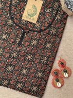 "Sudha" Ajrakh Hand Block Printed Cotton kurta - Image 3