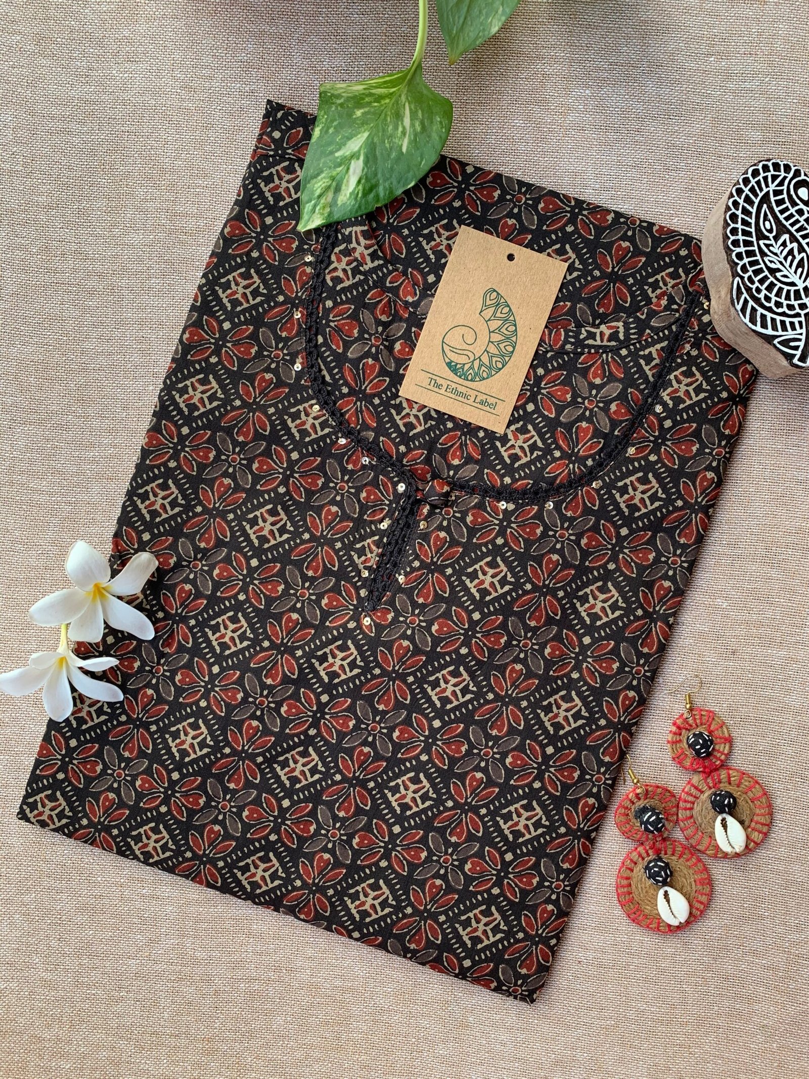 IMG_2348-scaled-1.jpg "Sudha" Ajrakh Hand Block Printed Cotton kurta - Image 1