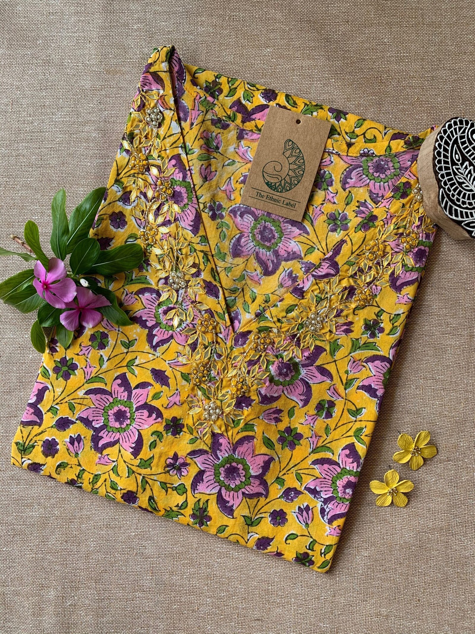 IMG_3410-scaled-1.jpg "Sanshi" Hand Work Embellished Cotton kurta - Image 1