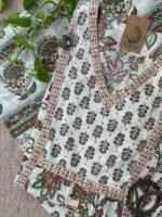 "Malini" Hand Block Printed Cotton Kurta Set(3pc) - Image 3