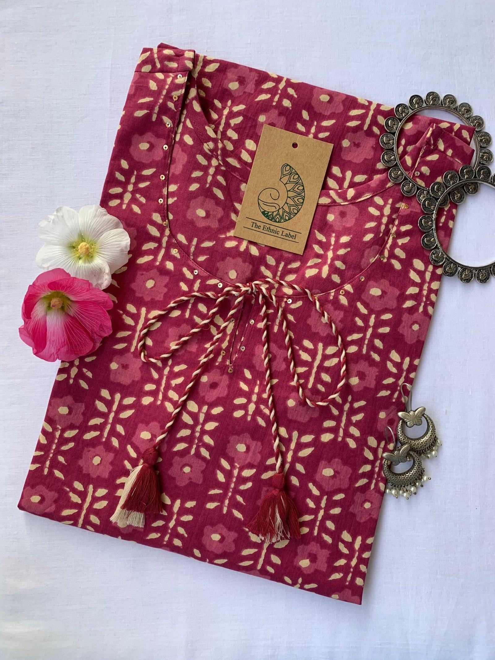 IMG_5143-scaled-1.jpg Bagru Hand Block Printed Tassel Cotton Kurta - Image 1