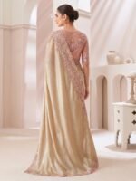 Beige Embroidered Chiffon Saree - Image 3