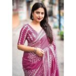 Pink Printed Chanderi Saree With Tassels - Image 5