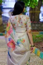 Beige Art Silk Saree Featuring Graceful Floral Motifs - Image 5
