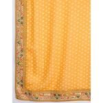 Yellow Bandhani Printed Georgette Saree With Embroidered Lace Border - Image 9