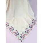 Cream Floral Embroidered Vichitra Silk Saree - Image 5
