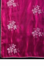 Rani Pink Soft Net Saree With Delicate Floral Embroidery & Shimmering Sequins Work - Image 6