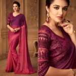 Maroon Floral Sequins Embroidered Art SIlk Saree - Image 7