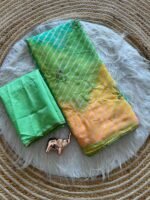 Peachmode Green Multicolor Hand Work Lehariya Georgette Saree - Image 4