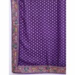 Purple Bandhani Printed Georgette Saree With Embroidered Lace Border - Image 9