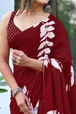 Pink Pure Cotton Saree with Ethnic Bagru Print Work - Image 4