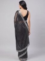Black Embellished Georgette Saree - Image 2