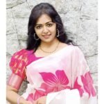 White & Pink Floral Foil Printed Organza Saree - Image 3