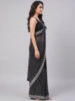 Black Embellished Georgette Saree - Image 3