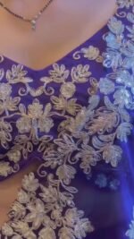 Graceful Violet Silk Blend Saree with Butta Motifs and Exquisite Coding Embroidery - Image 2