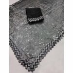 Black Embellished Georgette Saree - Image 5