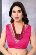 Lavender & Dark Purple Ombre Georgette Saree With Tassels - Image 5