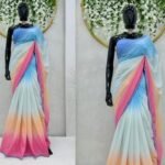 Multicolor Digital Printed Georgette Saree - Image 7