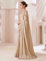 Beige Embroidered Chiffon Saree - Image 2