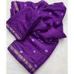 Violet Bandhani Digital Printed Linen Cotton Saree - Image 5