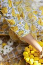 "Marigold" Yellow Hand Block Printed Cotton kurta - Image 6