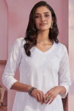 Raahat Sameera White Schiffli Kurta - Image 2