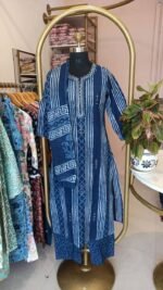 "Nazar" Indigo Hand Embroidered Kurta Set with dupatta(3pc) - Image 3