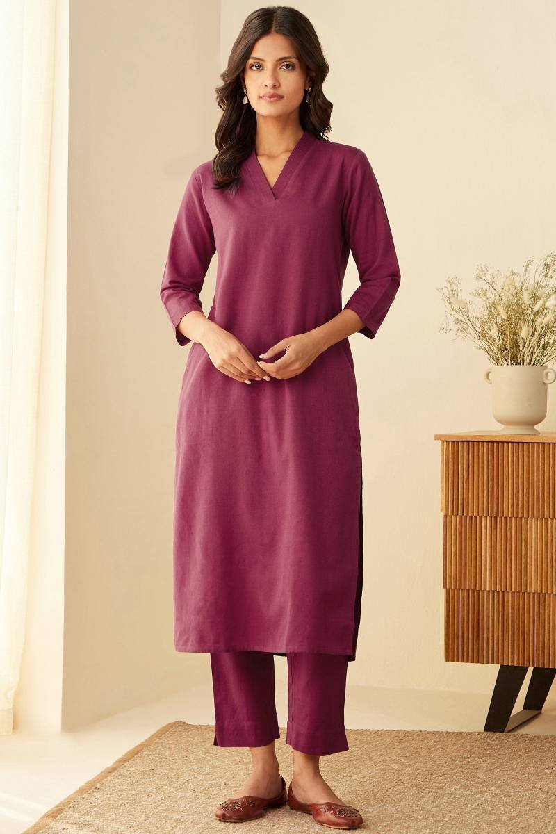 69_49.jpg Roza Seher Raspberry Pink Kurta - Image 1