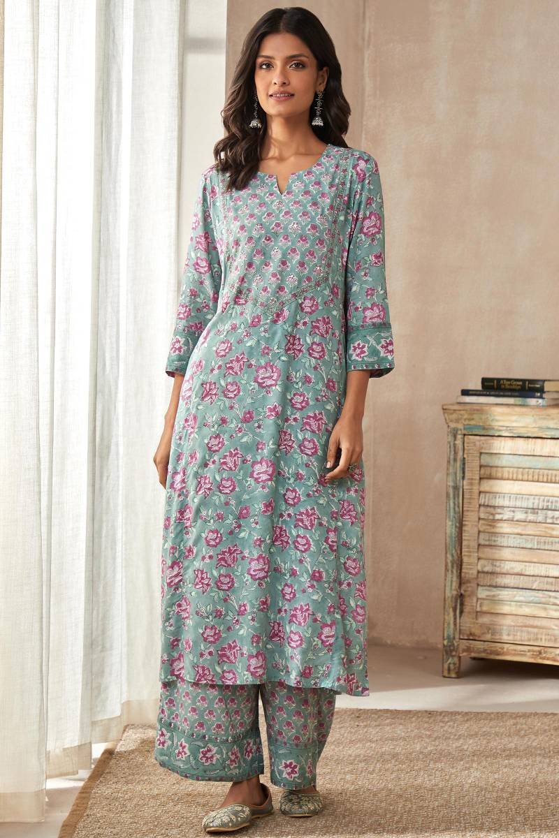 8_19_69.jpg Gulshan Bagh Seher Sanganeri Kurta - Image 1