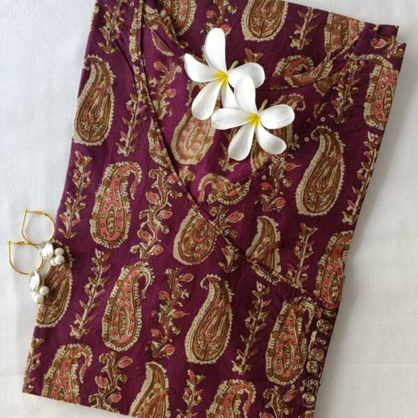 "Maham" hand block printed angrakha cotton Kurta
