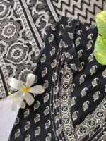 Black Bagru Hand Block Pritned Angrakha Kurta Set(3pc) - Image 3