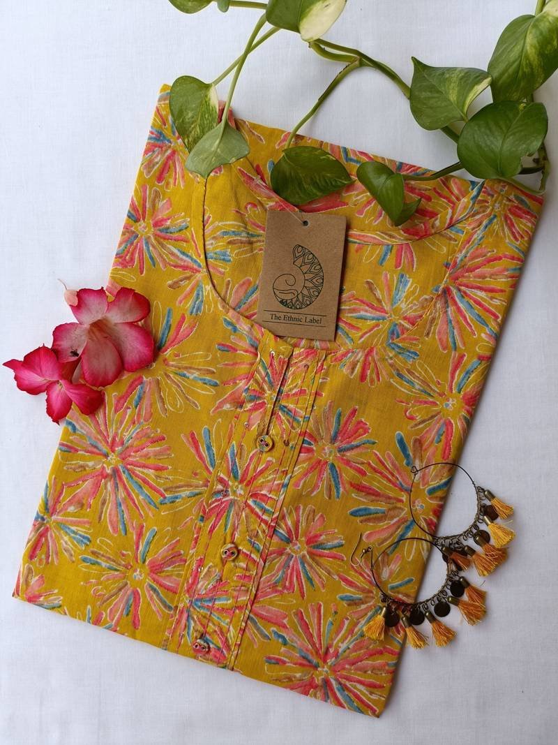 IMG20230810145405-scaled-1.jpg "Jashn" Mustard cotton Kurta - Image 1