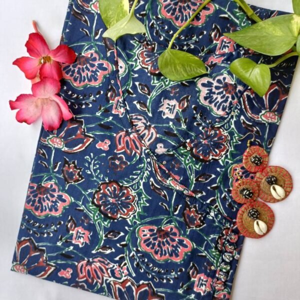 "Geet" Blue Flora cotton Kurta