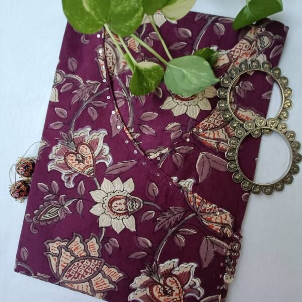 "Haseen" Purple Angrakha Cotton Kurta