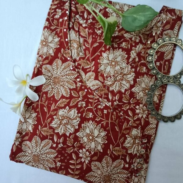 "Teej" Angrakha Floral Cotton Kurta