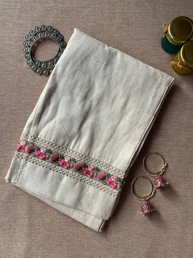 IMG_0992-scaled-1.jpg Slub cotton embroidered Straight Pants - Image 1