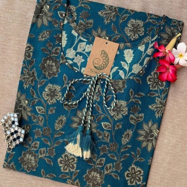 "Sunaina" Hand Block Printed Laced Cotton kurta - Big Size