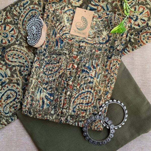 "Harsha" Kalamkari Hand Block Printed Cotton Kurta Set(3pc)