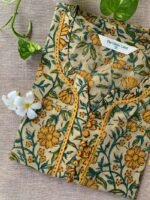 "Kiran" Hand Block Printed Laced Cotton kurta - Image 3