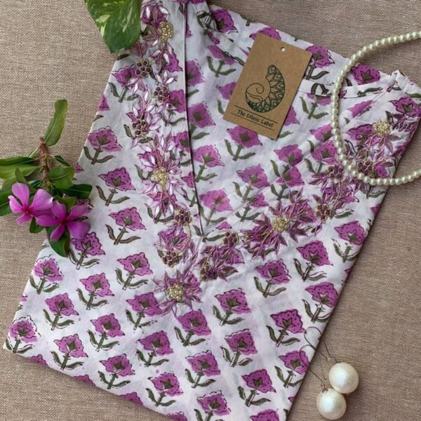 "Anmol" Hand Work Embellished Cotton kurta