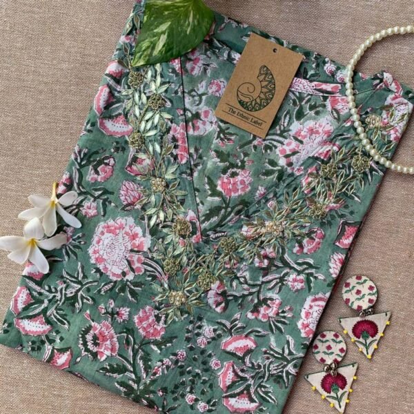 "Darsha" Hand Work Embellished Cotton kurta