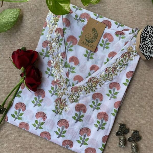 "Aana" Hand Work Embellished Cotton kurta