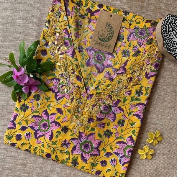 "Sanshi" Hand Work Embellished Cotton kurta