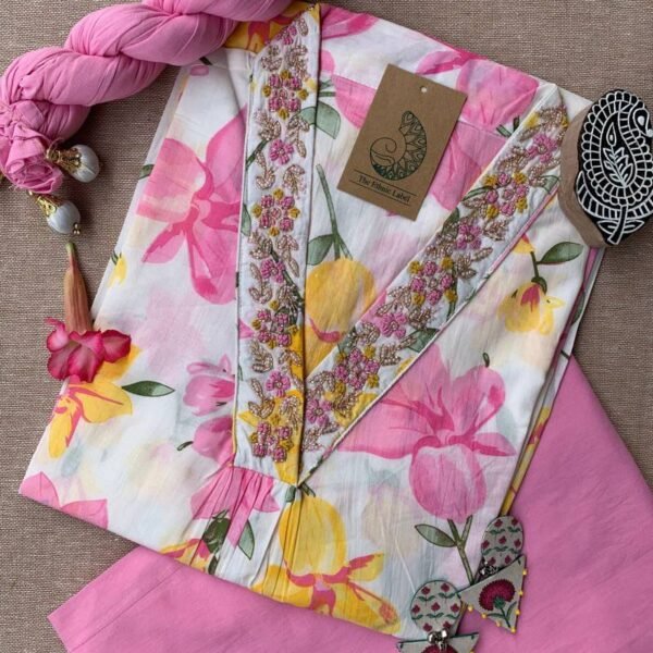 "Phool" Hand Block Printed Cotton Kurta Set(3pc)