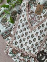"Malini" Hand Block Printed Cotton Kurta Set(3pc) - Image 3
